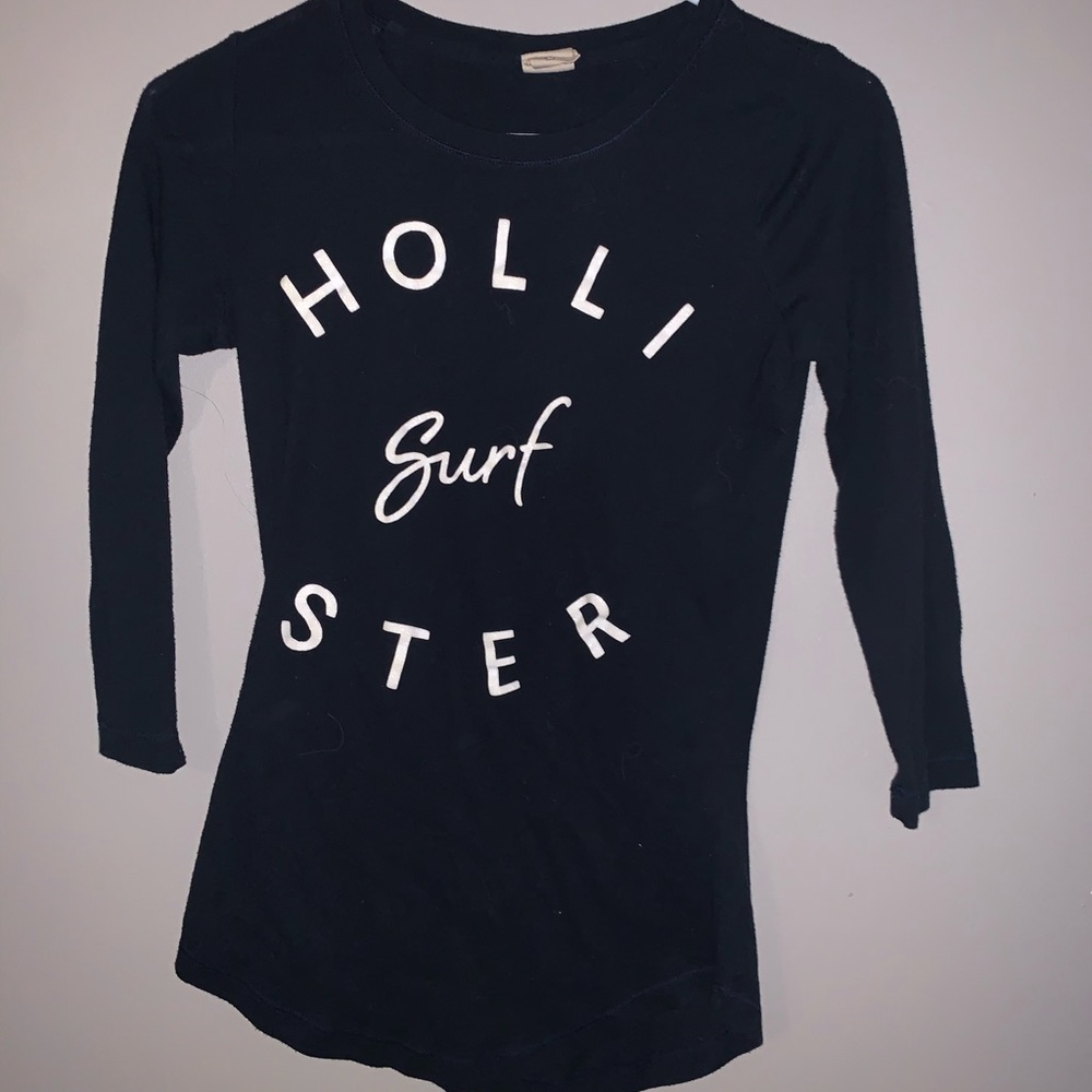 tight navy hollister shirt